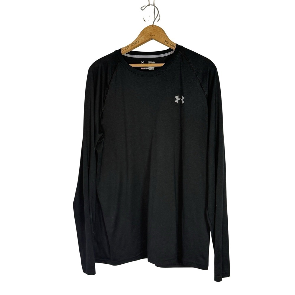 Under Armour HeatGear Shirt Mens XL Black Long Sleeve Athletic Gym